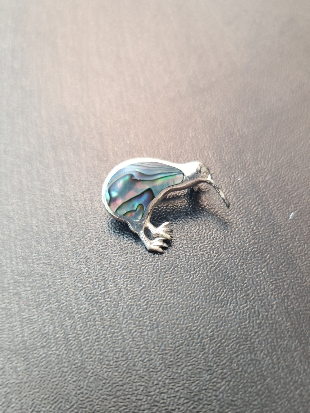 Vintage 90s Abalone And Sterling Silver Kiwi Bird Pin